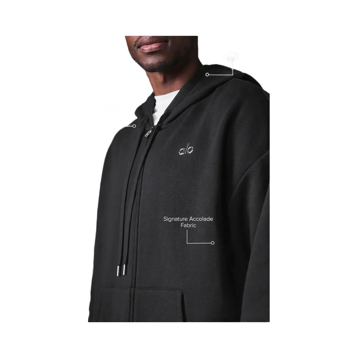 Alo Accolade Full Zip Hoodie - Black - HypeFly India View 2