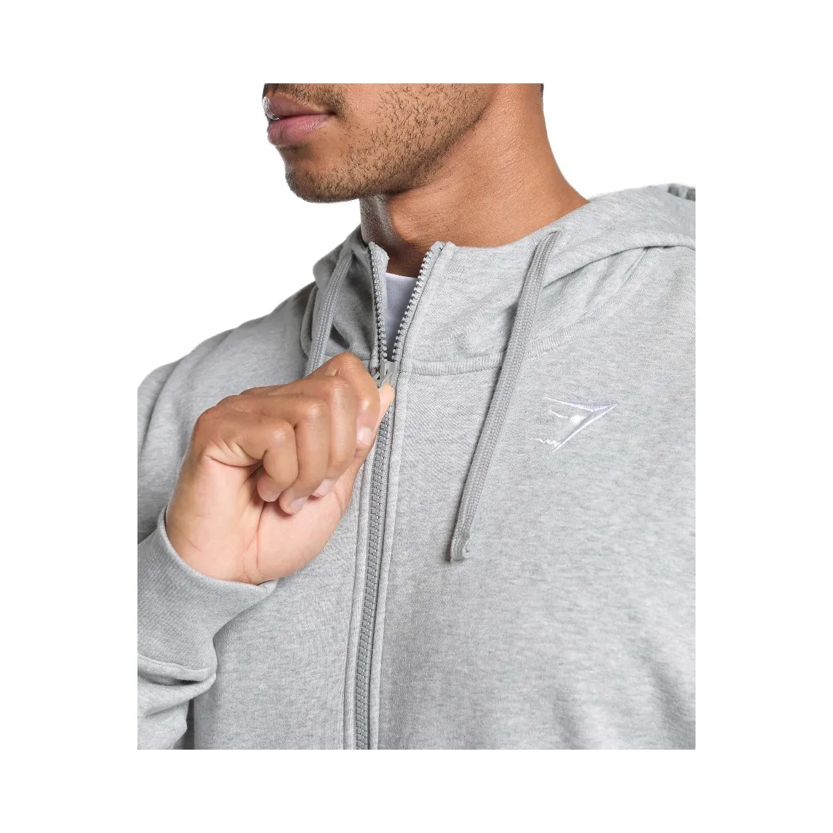 Gymshark Crest Oversized Zip Up Hoodie - Light Grey Core Marl - HypeFly India View 6