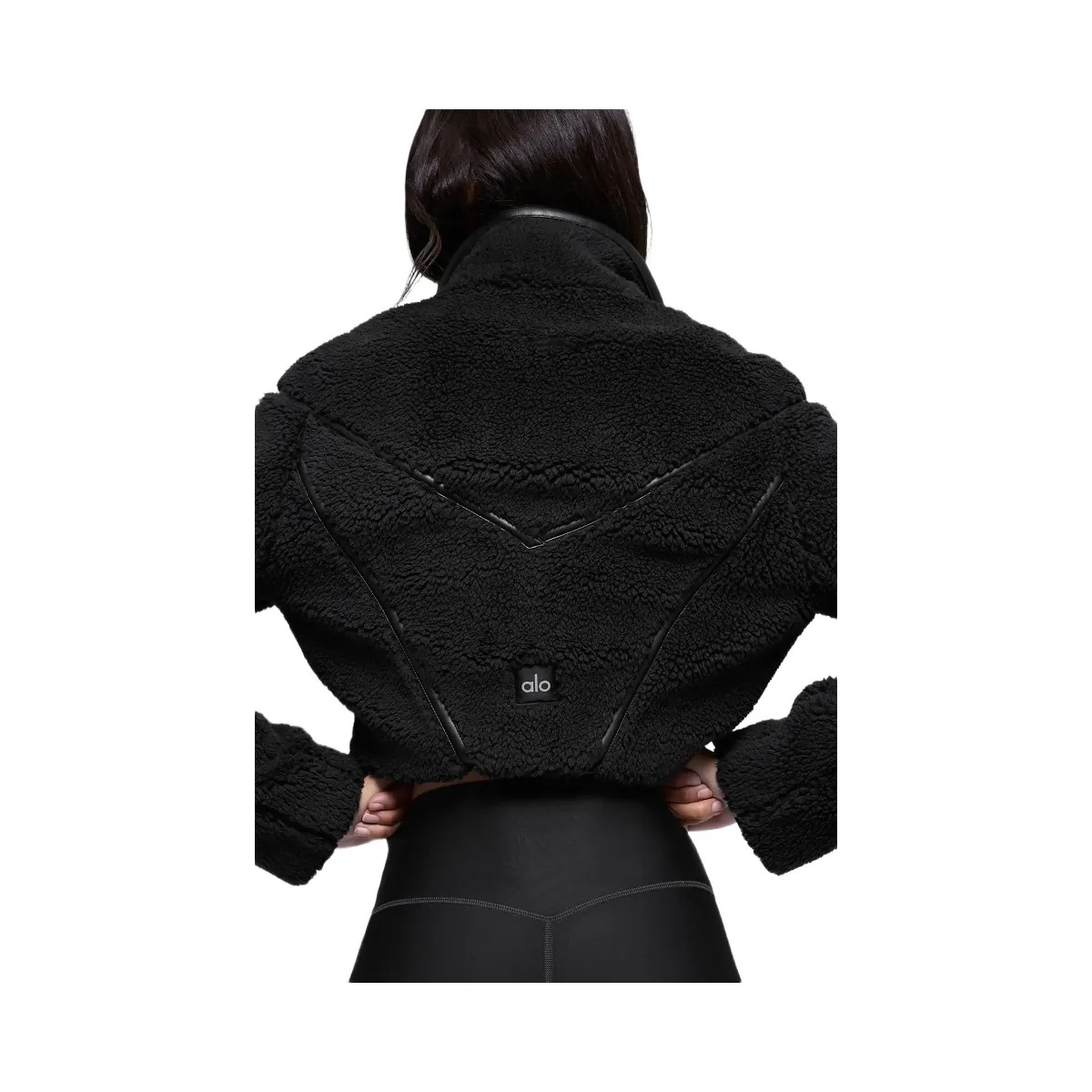 Alo Women's Sherpa Cropped Slope Side Jacket - Black - HypeFly India View 2