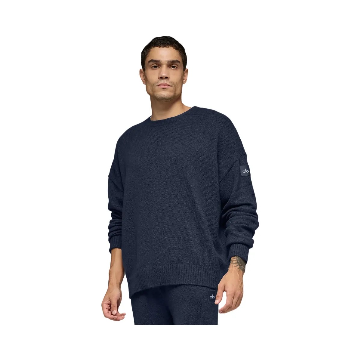 Alo Men's Unisex Wool Cashmere New Class Crewneck Sweater - Navy - HypeFly India View 1