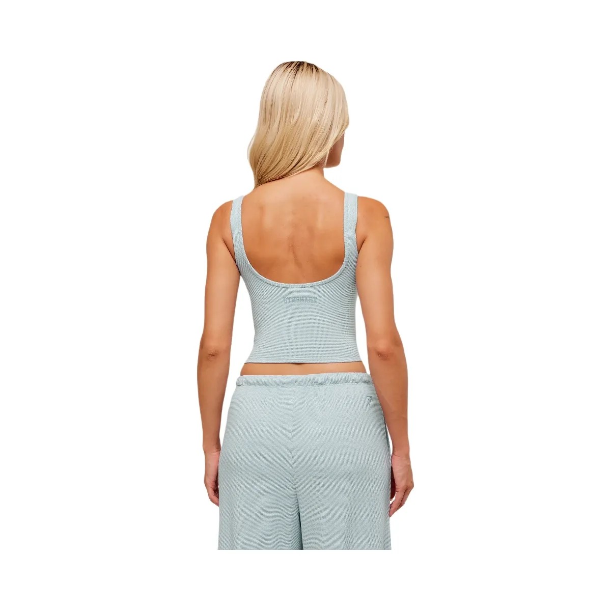 Gymshark Waffle Cropped Tank - Smoke Blue - HypeFly India View 2