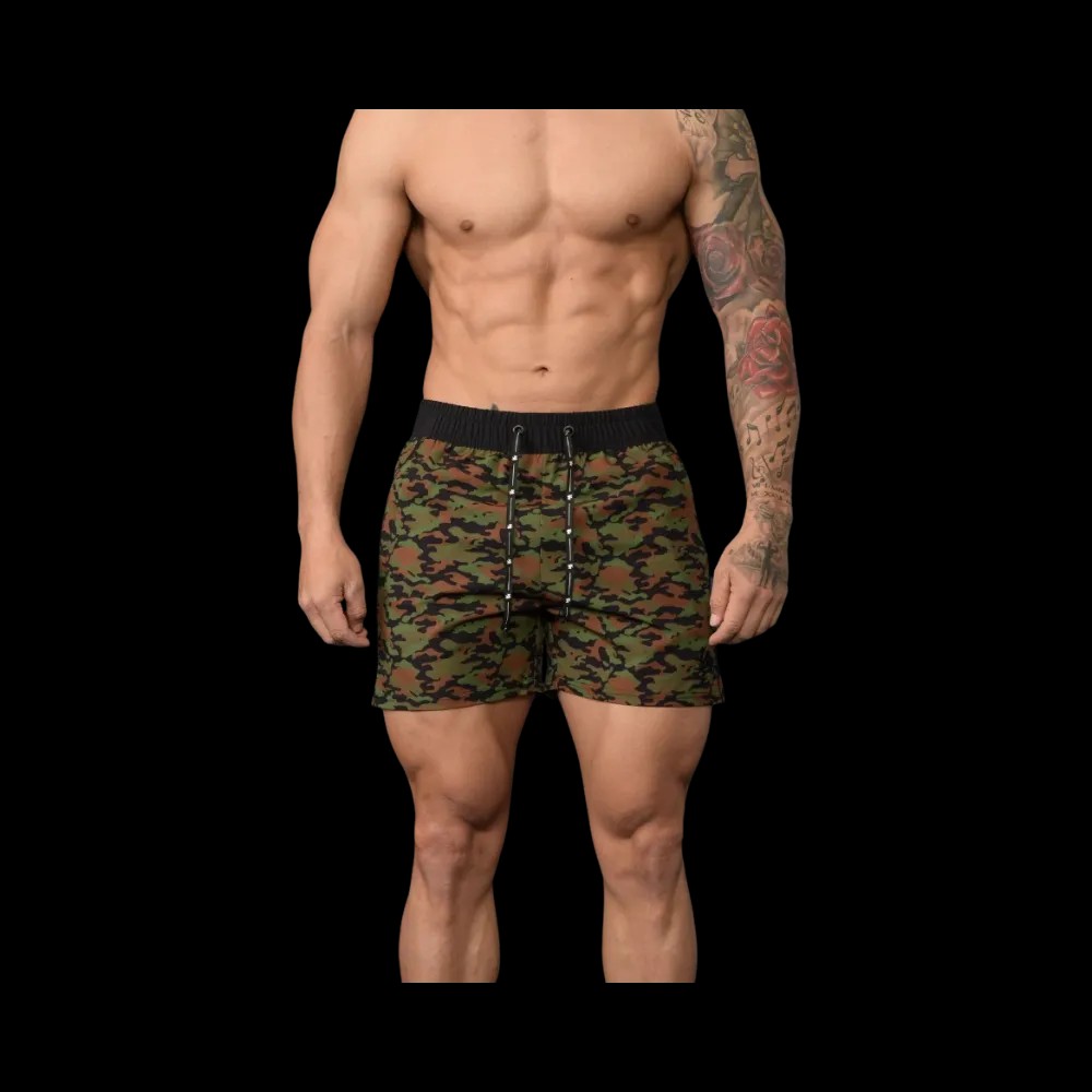 YoungLA Bodybuilding Shorts Camo Green - HypeFly India View 1