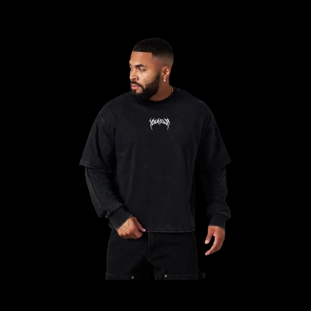 YoungLA Shadow Twofer Long Sleeves Black Wash - HypeFly India View 1