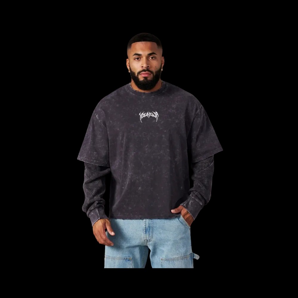 YoungLA Shadow Twofer Long Sleeves Charcoal Wash - HypeFly India View 1