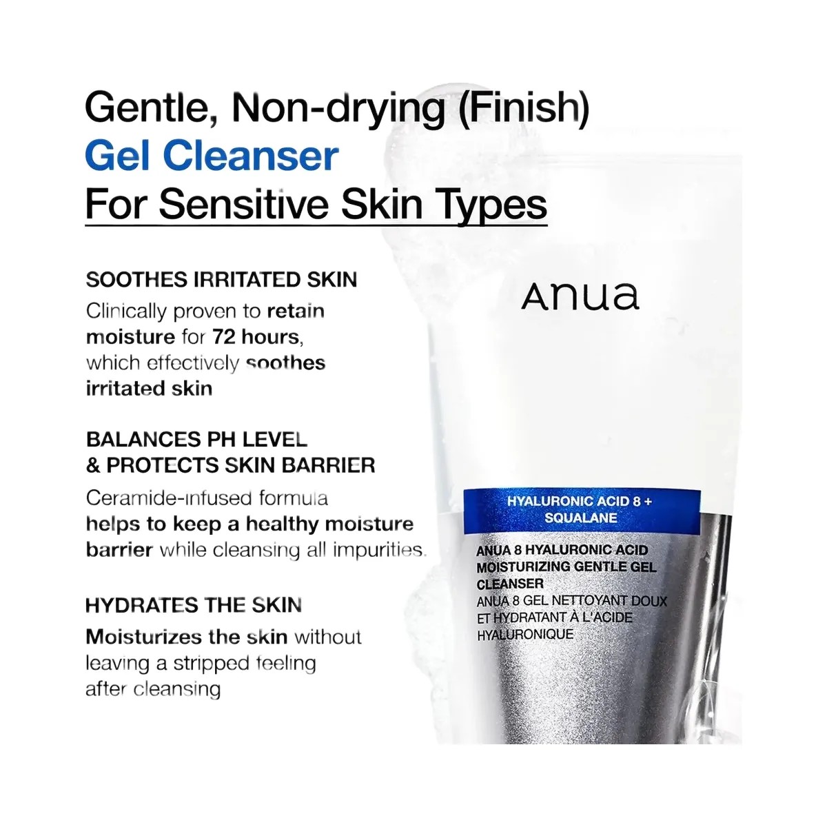 ANUA 8 Hyaluronic Acid Moisturizing Gentle Gel Cleanser - HypeFly India View 3