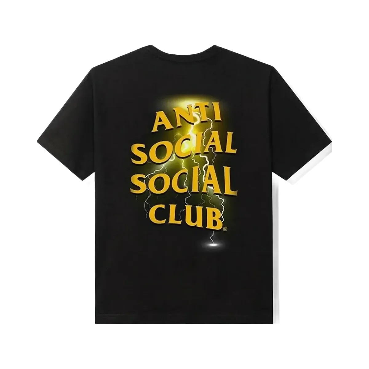 Assc Anti Social Social Club Yellow Lightning Twister Logo Twista Black T-Shirt - HypeFly India View 1