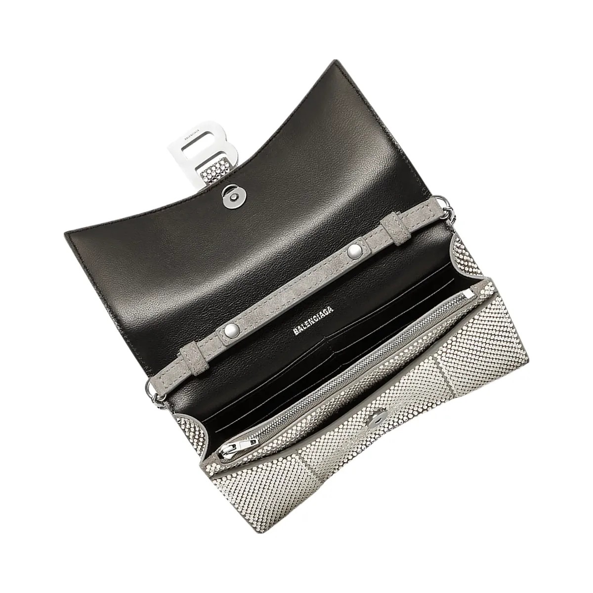 Balenciaga Hourglass Wallet On Chain With Rhinestones - HypeFly India View 5