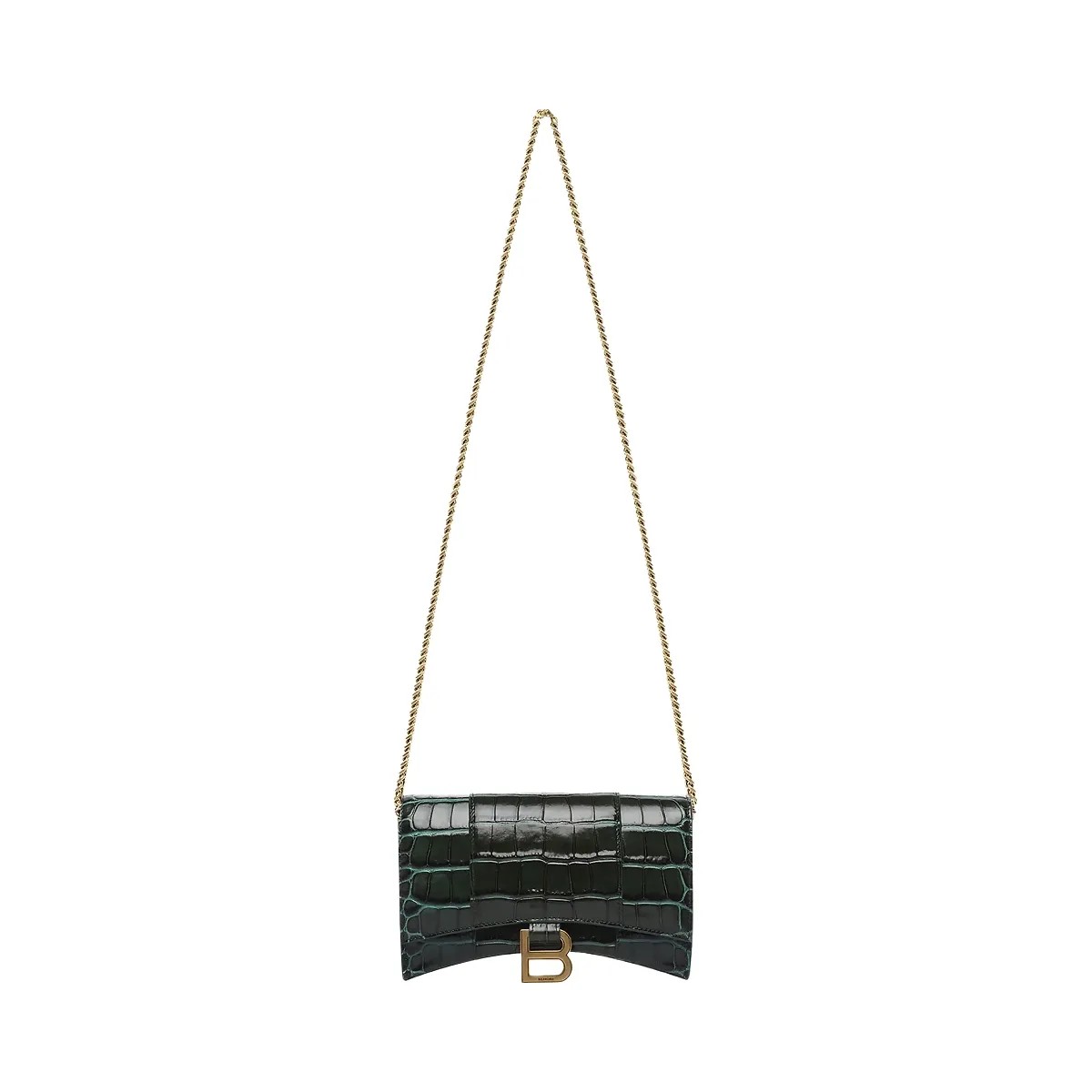Balenciaga Hourglass Wallet with Chain Crocodile Embossed - HypeFly India View 1