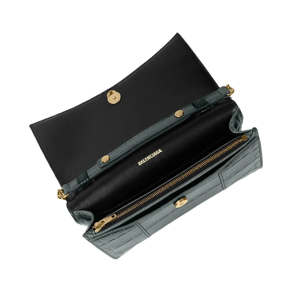Balenciaga Hourglass Wallet with Chain Crocodile Embossed - HypeFly India View 2