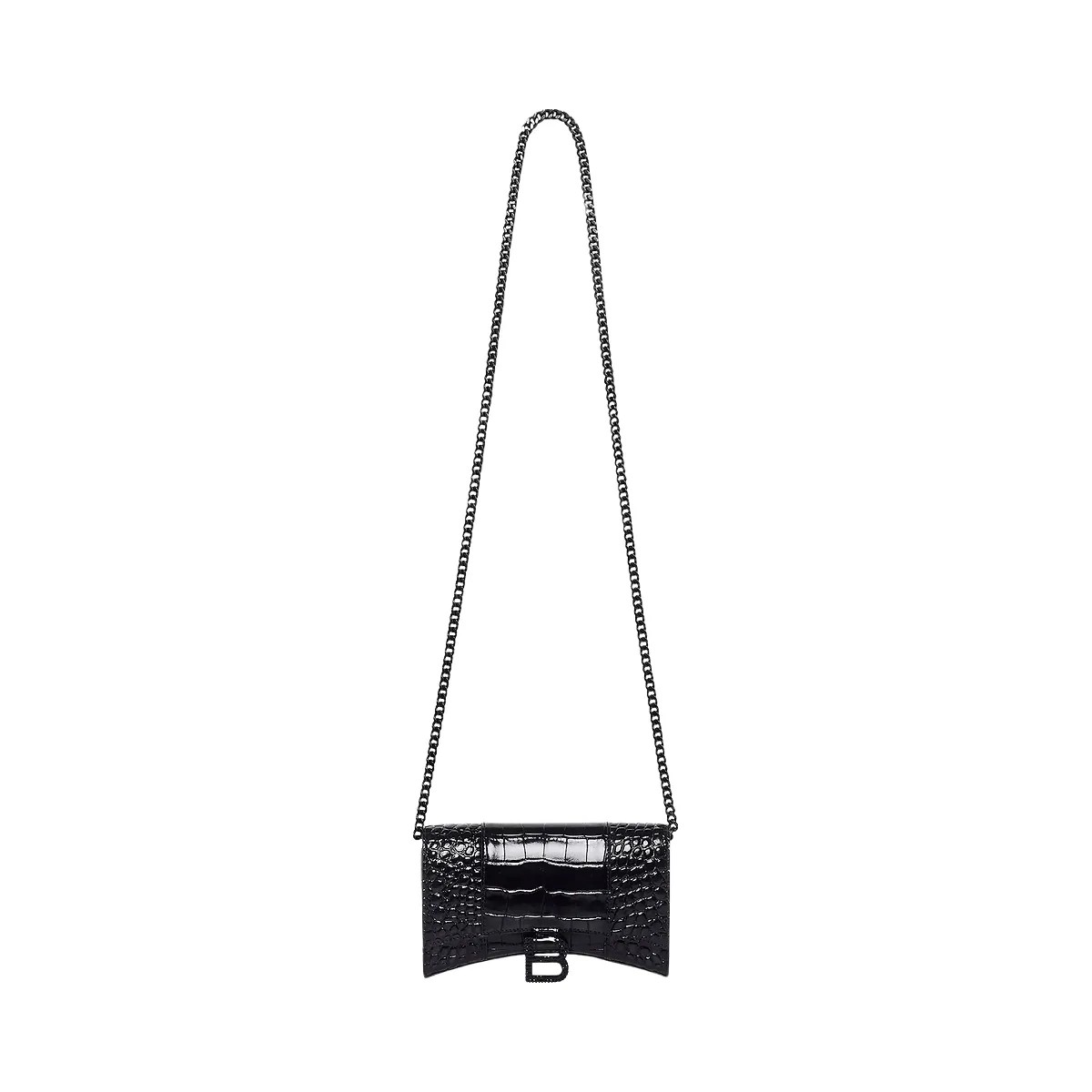 Balenciaga Hourglass Wallet With Chain Crocodile Embossed With Rhinestones - HypeFly India View 1
