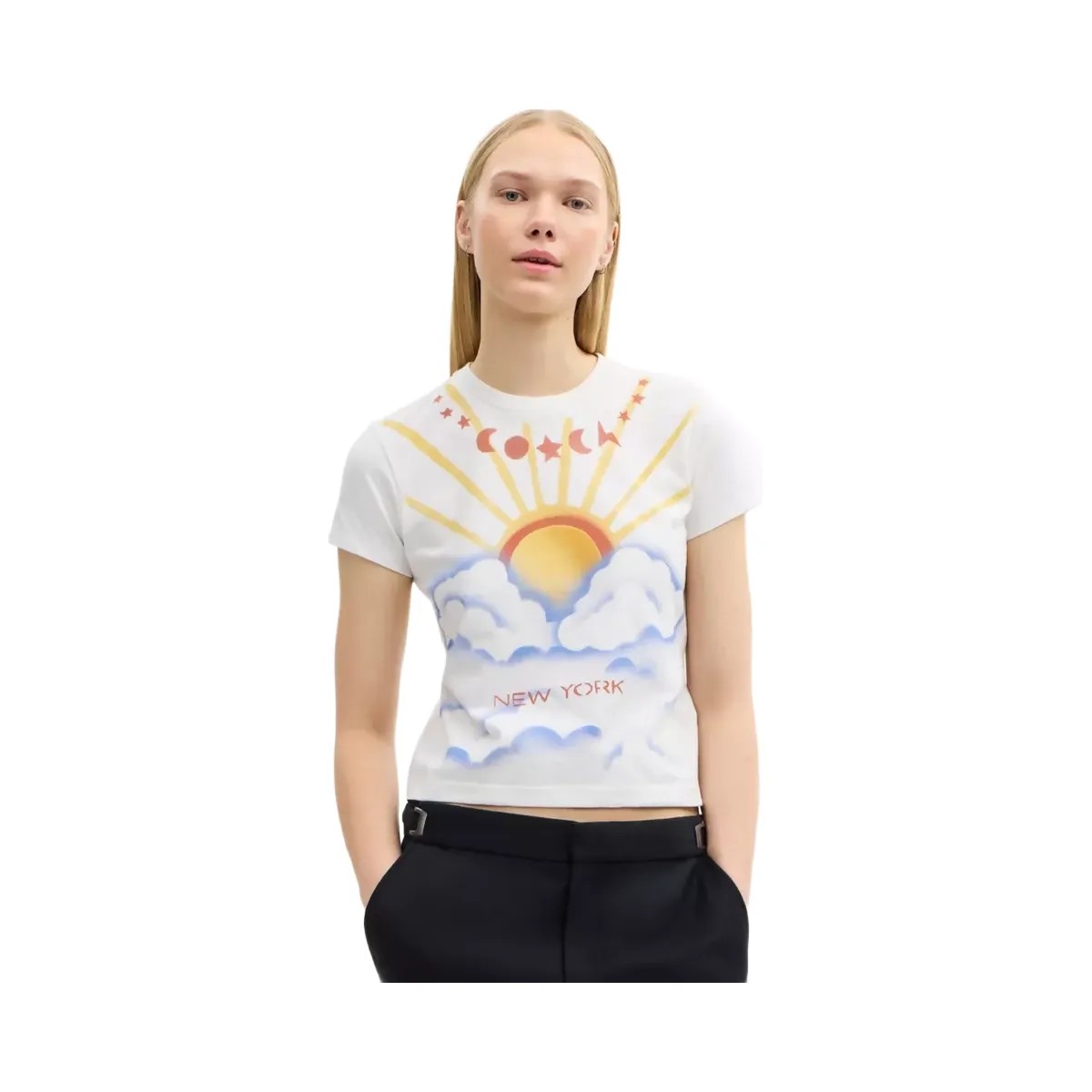 Coach Airbrush 90's Fit T-Shirt In Organic Cotton in Yellow - HypeFly India View 2