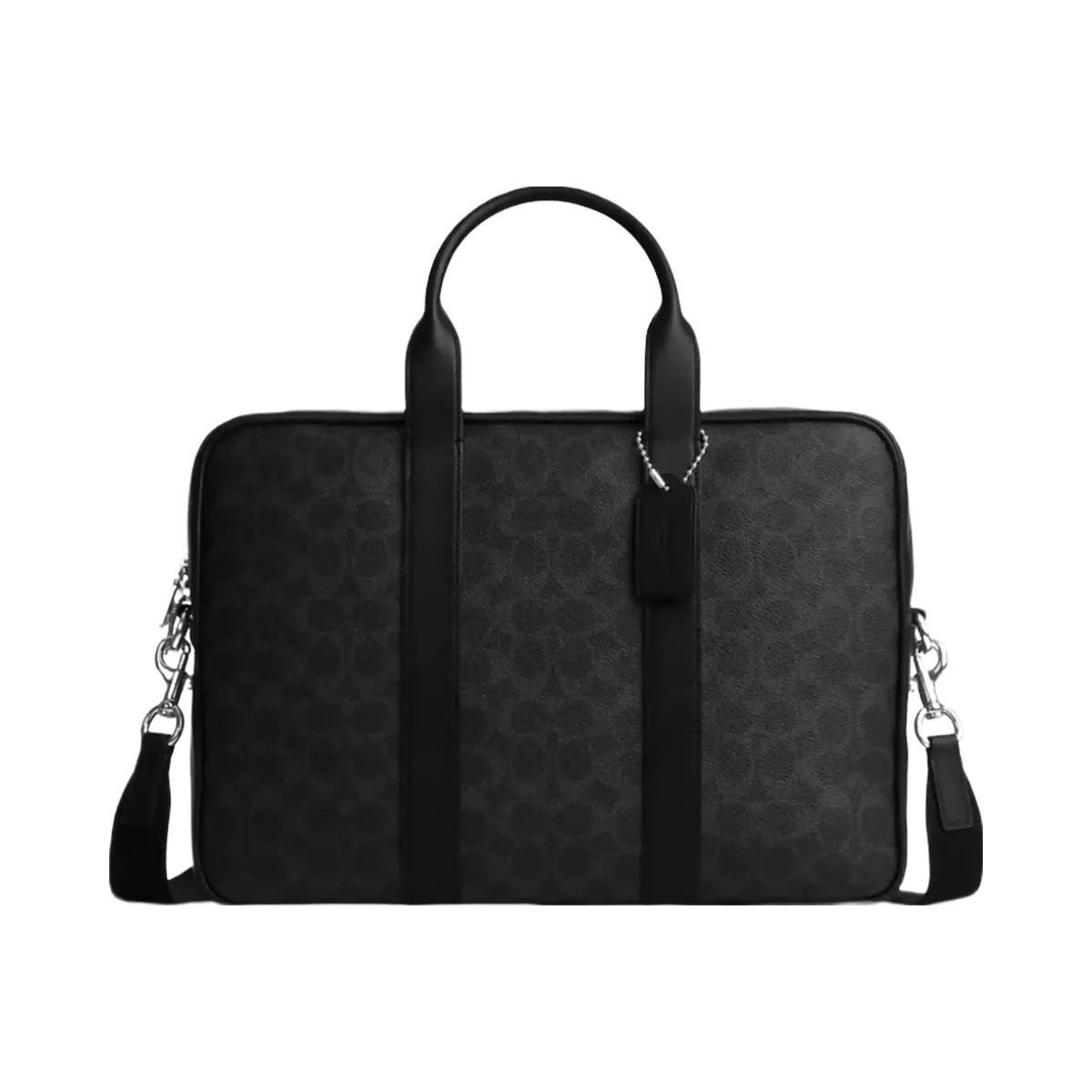 Coach Austin Brief In Signature Canvas in Silver Black Signature - HypeFly India View 1