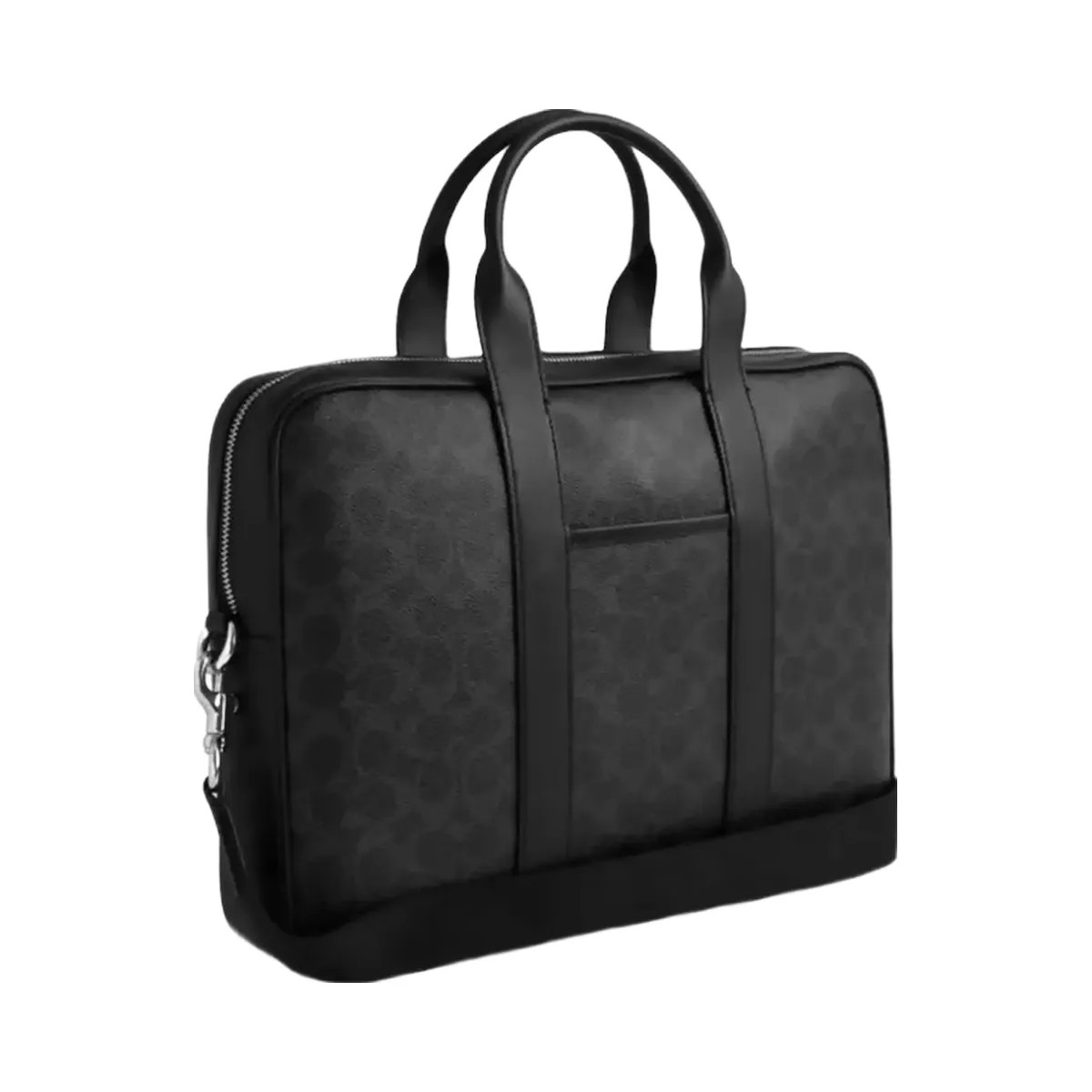 Coach Austin Brief In Signature Canvas in Silver Black Signature - HypeFly India View 2