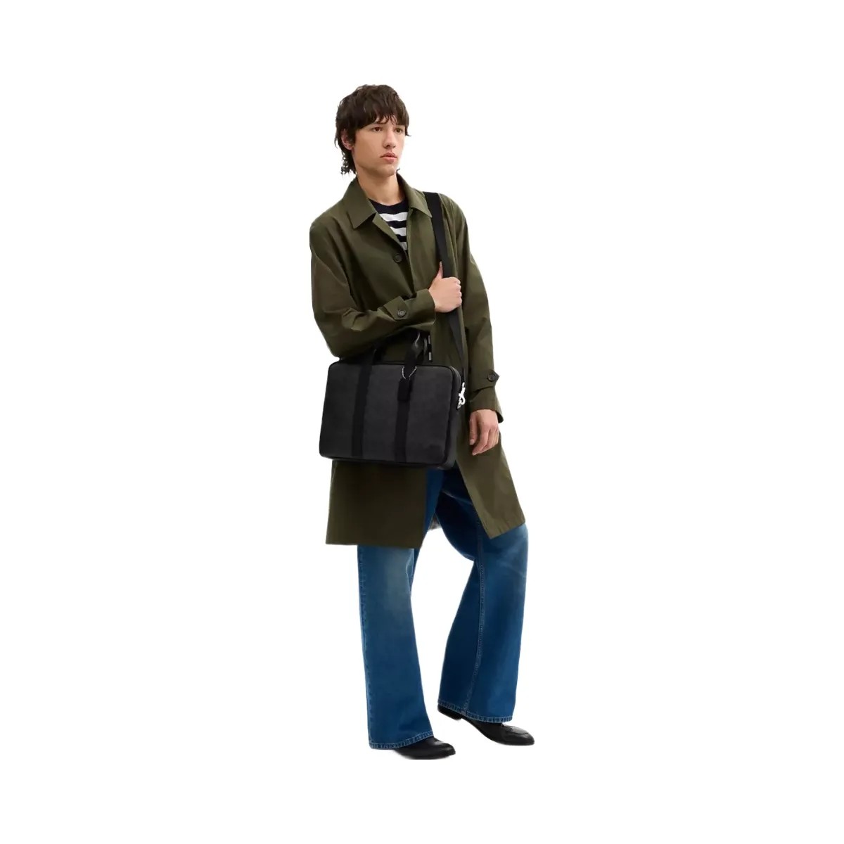 Coach Austin Brief In Signature Canvas in Silver Black Signature - HypeFly India View 5