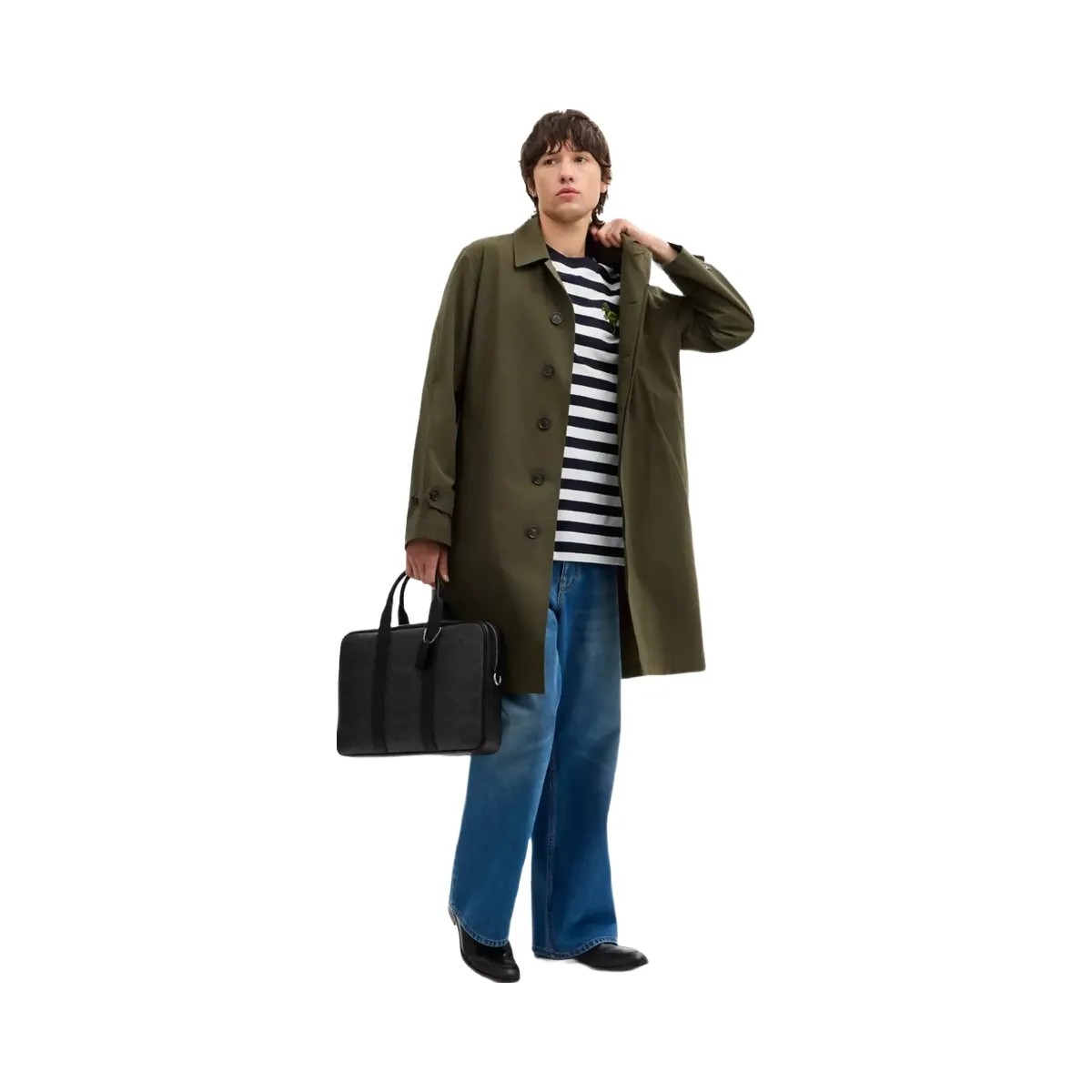 Coach Austin Brief In Signature Canvas in Silver Black Signature - HypeFly India View 6