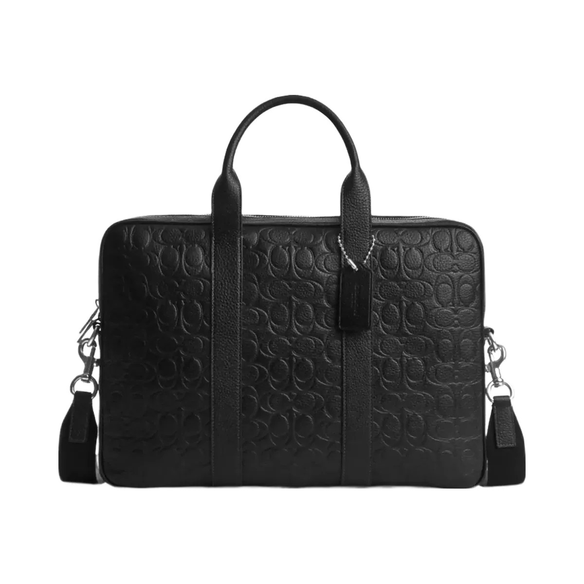 Coach Austin Brief In Signature Leather in Silver Black - HypeFly India View 1