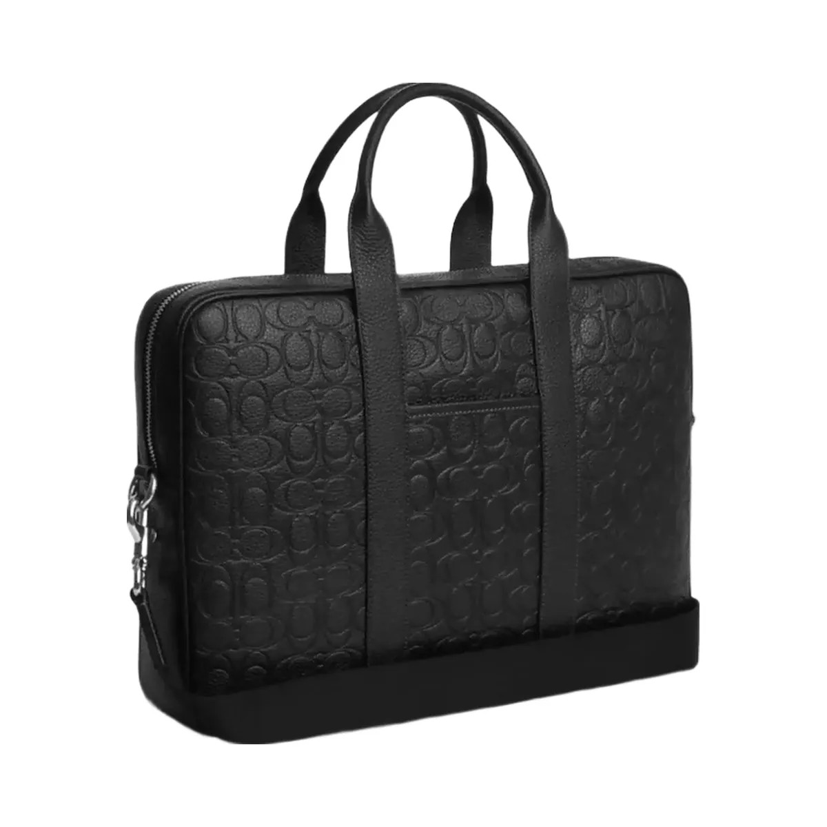 Coach Austin Brief In Signature Leather in Silver Black - HypeFly India View 2