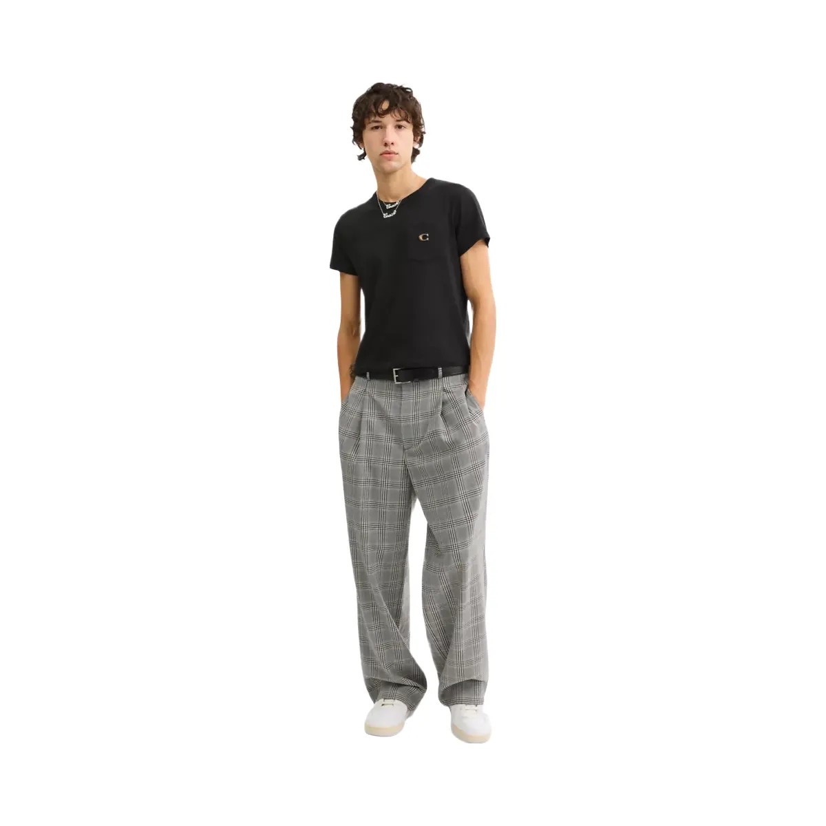 Coach Baggy Trousers in Grey Blue Plaid - HypeFly India View 2