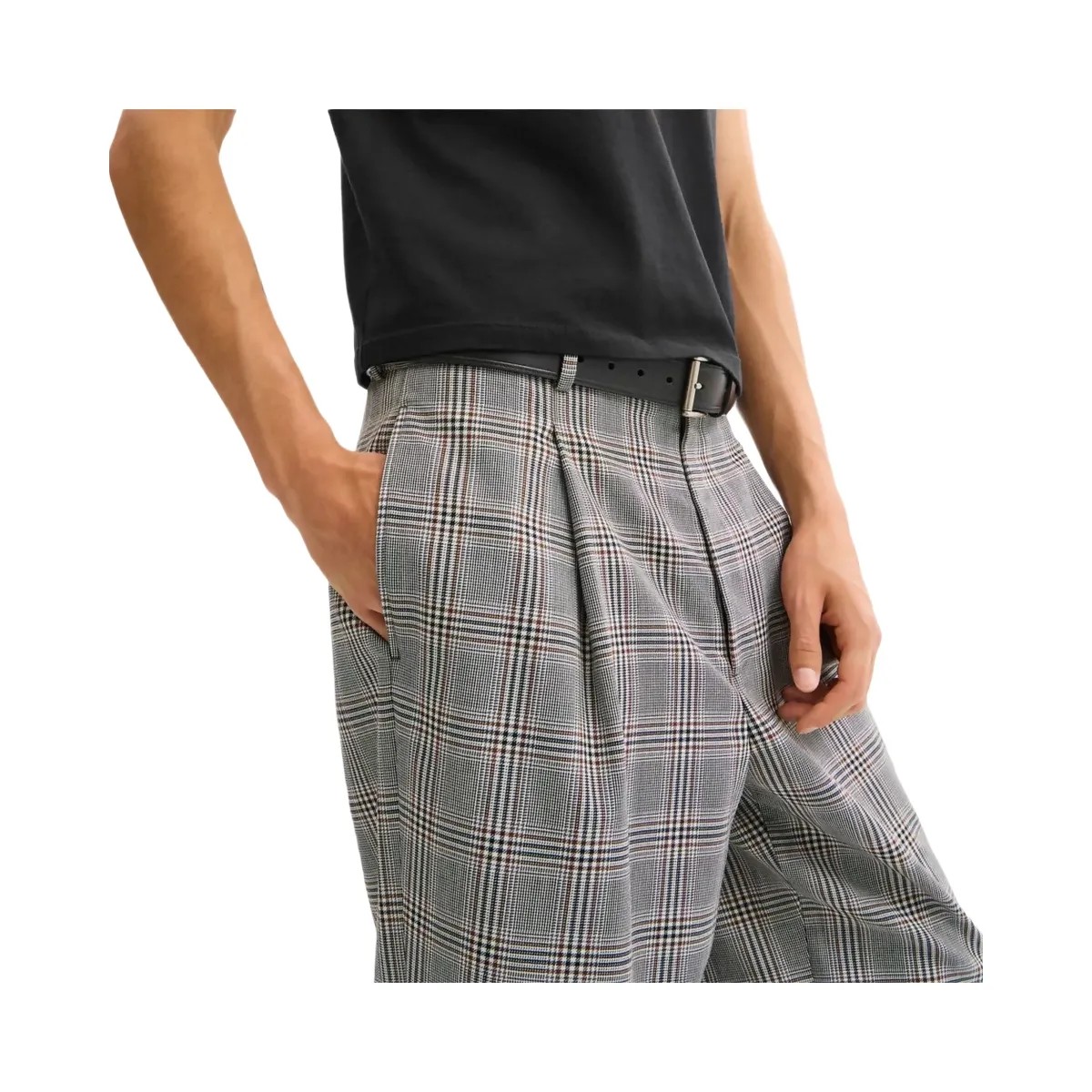 Coach Baggy Trousers in Grey Blue Plaid - HypeFly India View 4
