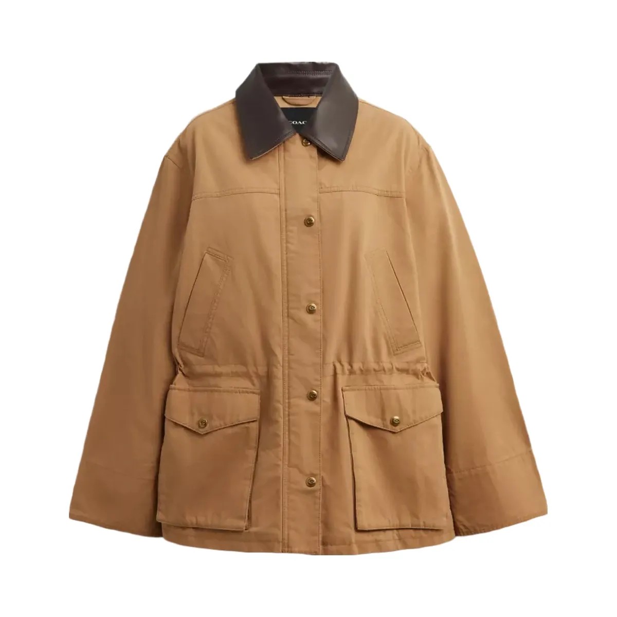 Coach Barn Jacket In Organic Cotton in Khaki - HypeFly India View 1