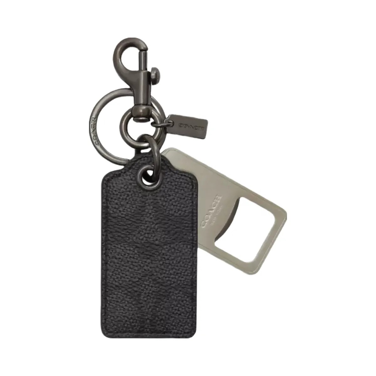 Coach Bottle Opener Key Fob In Signature Canvas in Gunmetal Charcoal - HypeFly India View 1