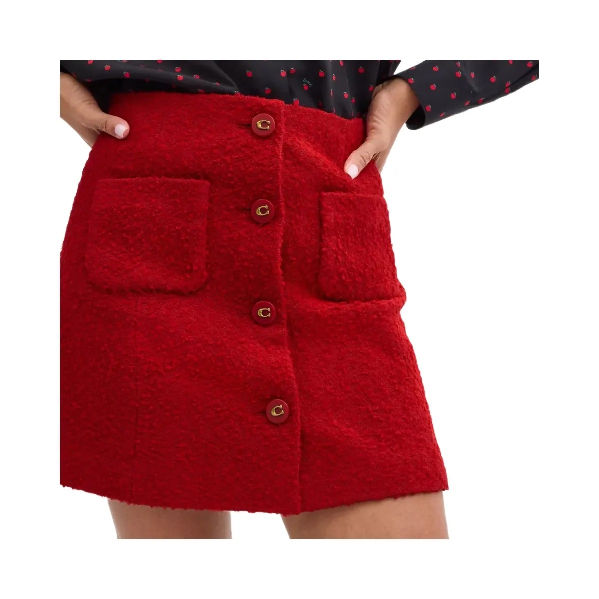 Coach Boucle Skirt in Red - HypeFly India View 4