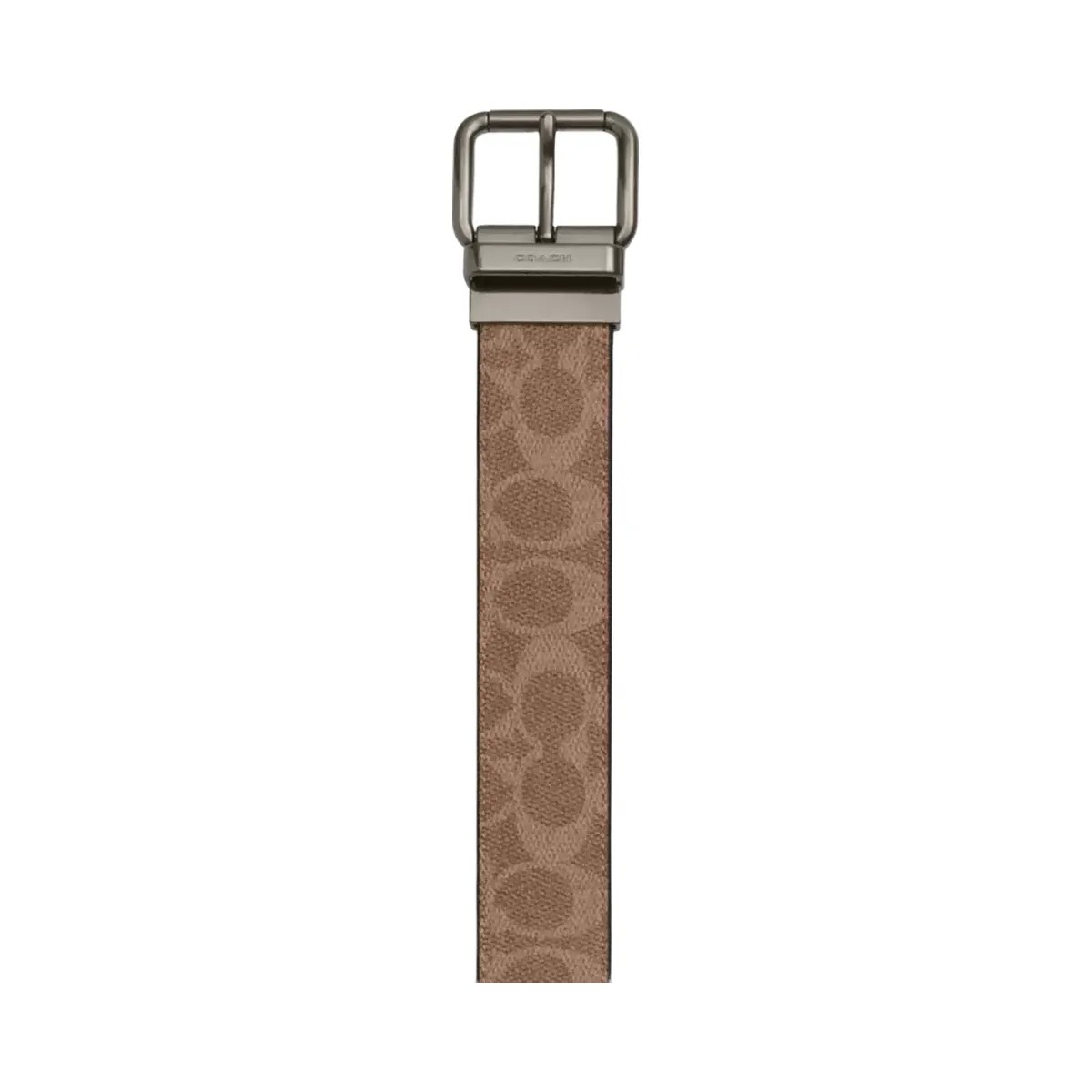 Coach Boxed Roller Buckle Cut-To-Size Reversible Belt, 38 Mm in Gunmetal Tan Charcoal - HypeFly India View 1