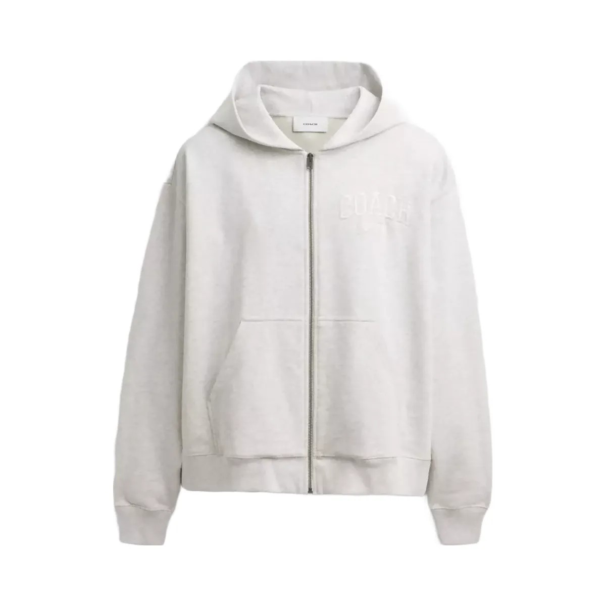 Coach Boxy Full Zip Hoodie in Heather Grey - HypeFly India View 1