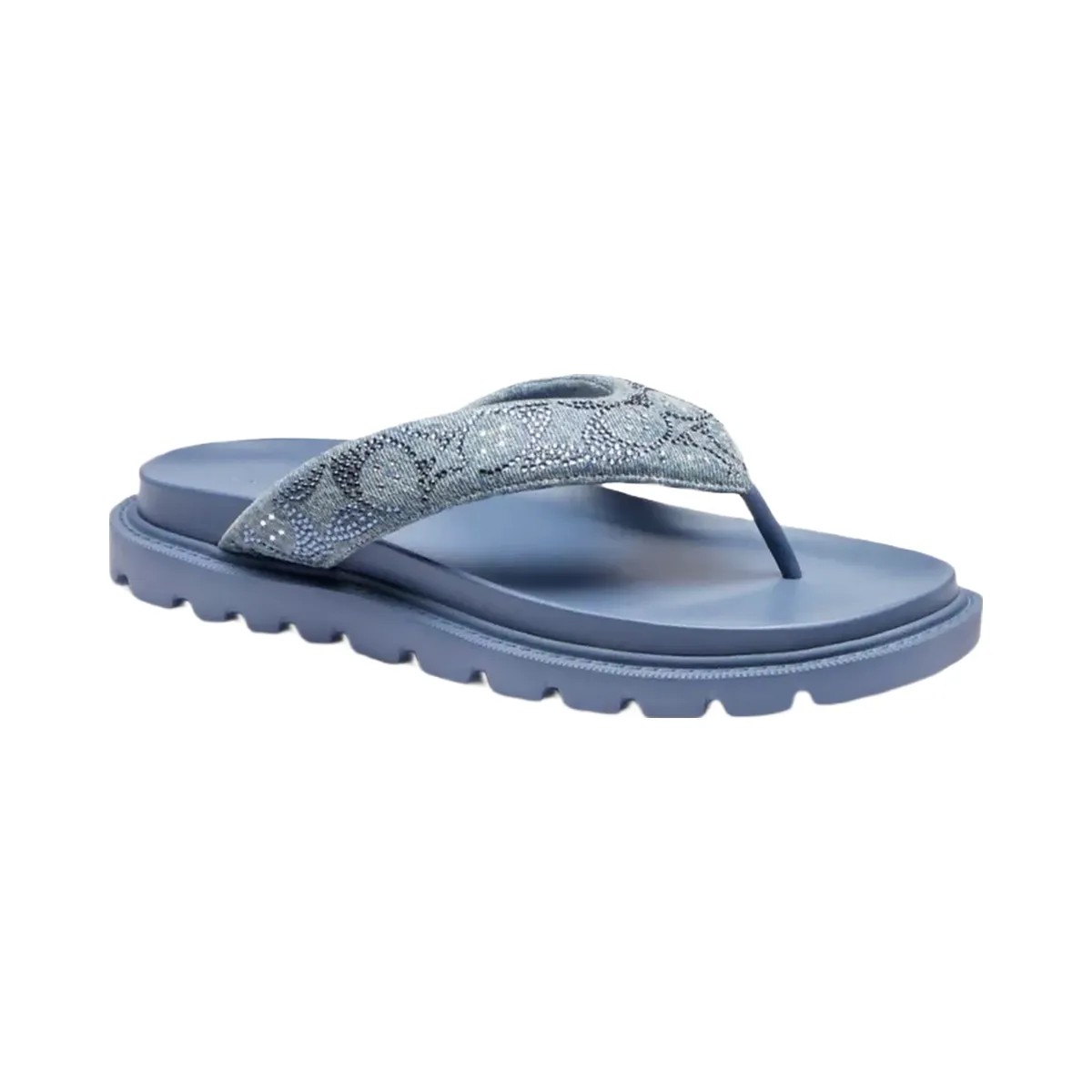 Coach Brynn Thong Sandal In Crystal Signature Denim in Denim - HypeFly India View 1