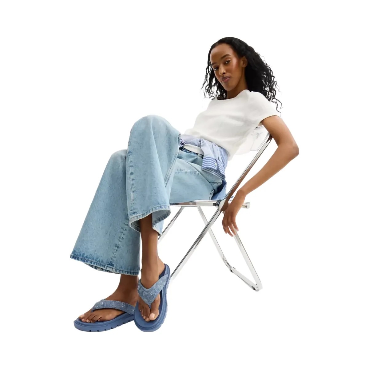 Coach Brynn Thong Sandal In Crystal Signature Denim in Denim - HypeFly India View 6