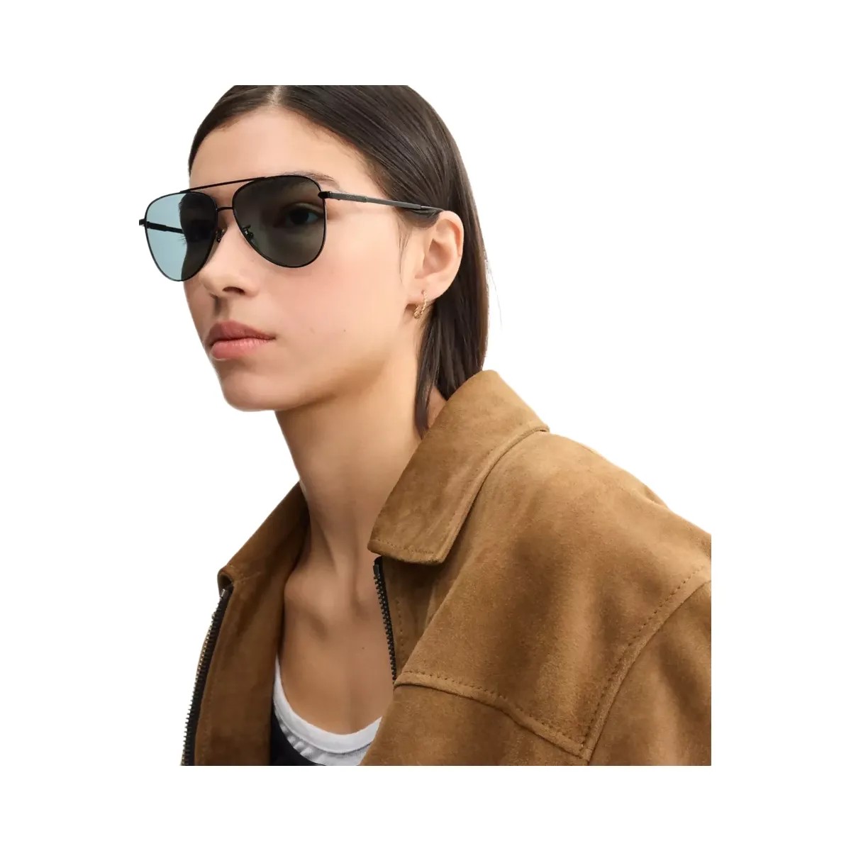 Coach C Hardware Metal Pilot Sunglasses in Black Blue - HypeFly India View 2