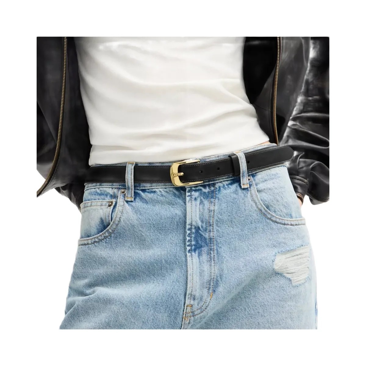Coach C Harness Buckle Belt, 25 Mm in Gold Black - HypeFly India View 3