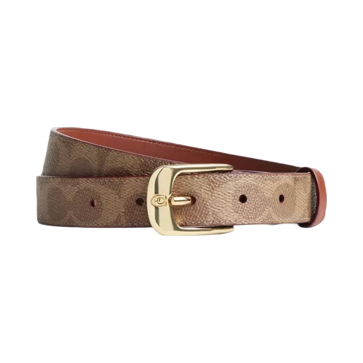 Coach C Harness Buckle Belt, 25 Mm in Gold Tan Caramel - HypeFly India View 1