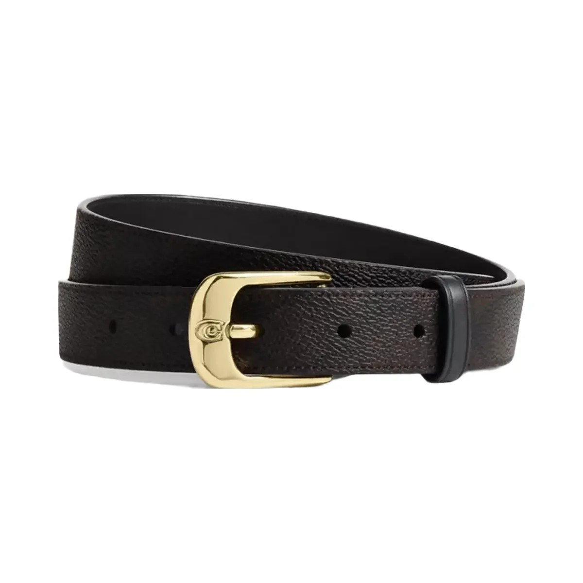 Coach C Harness Buckle Belt, 25 Mm in Gold Walnut Black - HypeFly India View 1