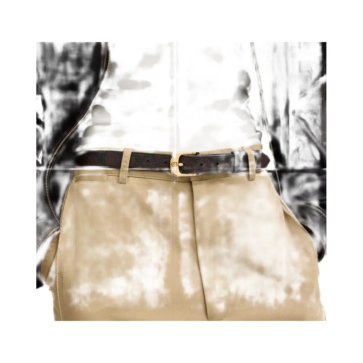 Coach C Harness Buckle Belt, 25 Mm in Gold Walnut Black - HypeFly India View 3