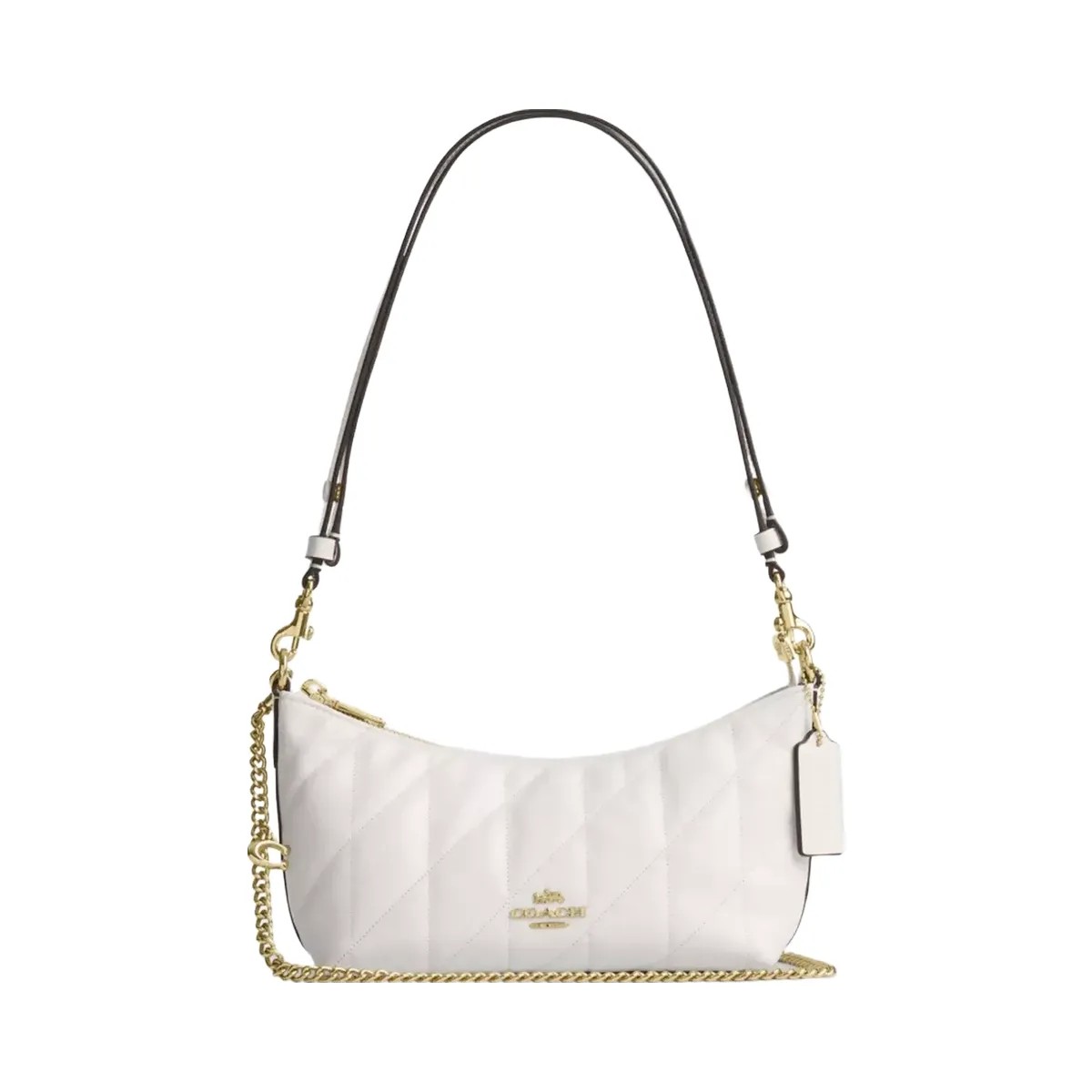 Coach Caitlin Shoulder Bag With Quilting And Charm in Gold Chalk - HypeFly India View 1