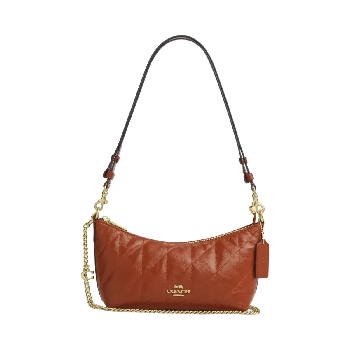 Coach Caitlin Shoulder Bag With Quilting And Charm in Gold Cinnamon - HypeFly India View 1