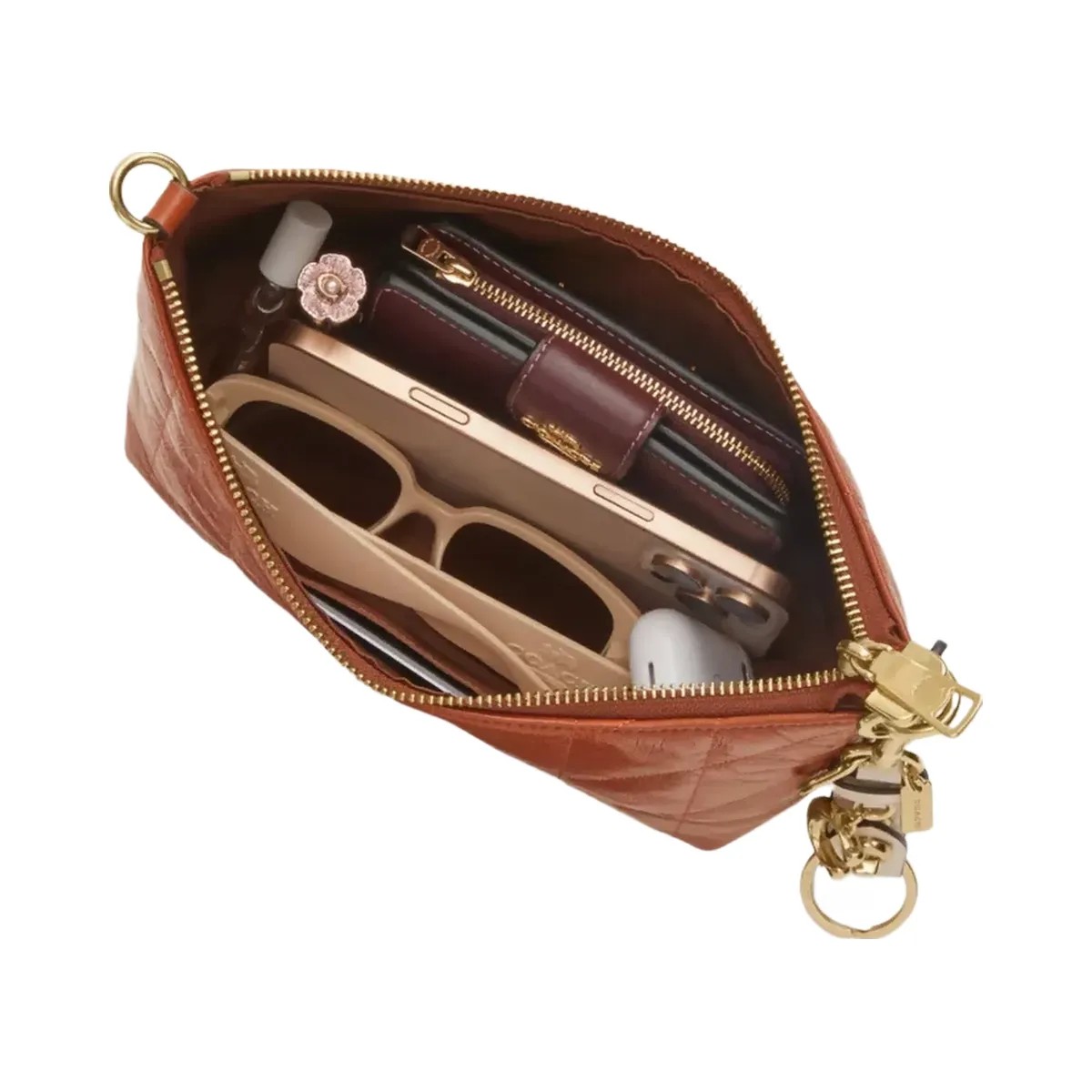 Coach Caitlin Shoulder Bag With Quilting And Charm in Gold Cinnamon - HypeFly India View 4