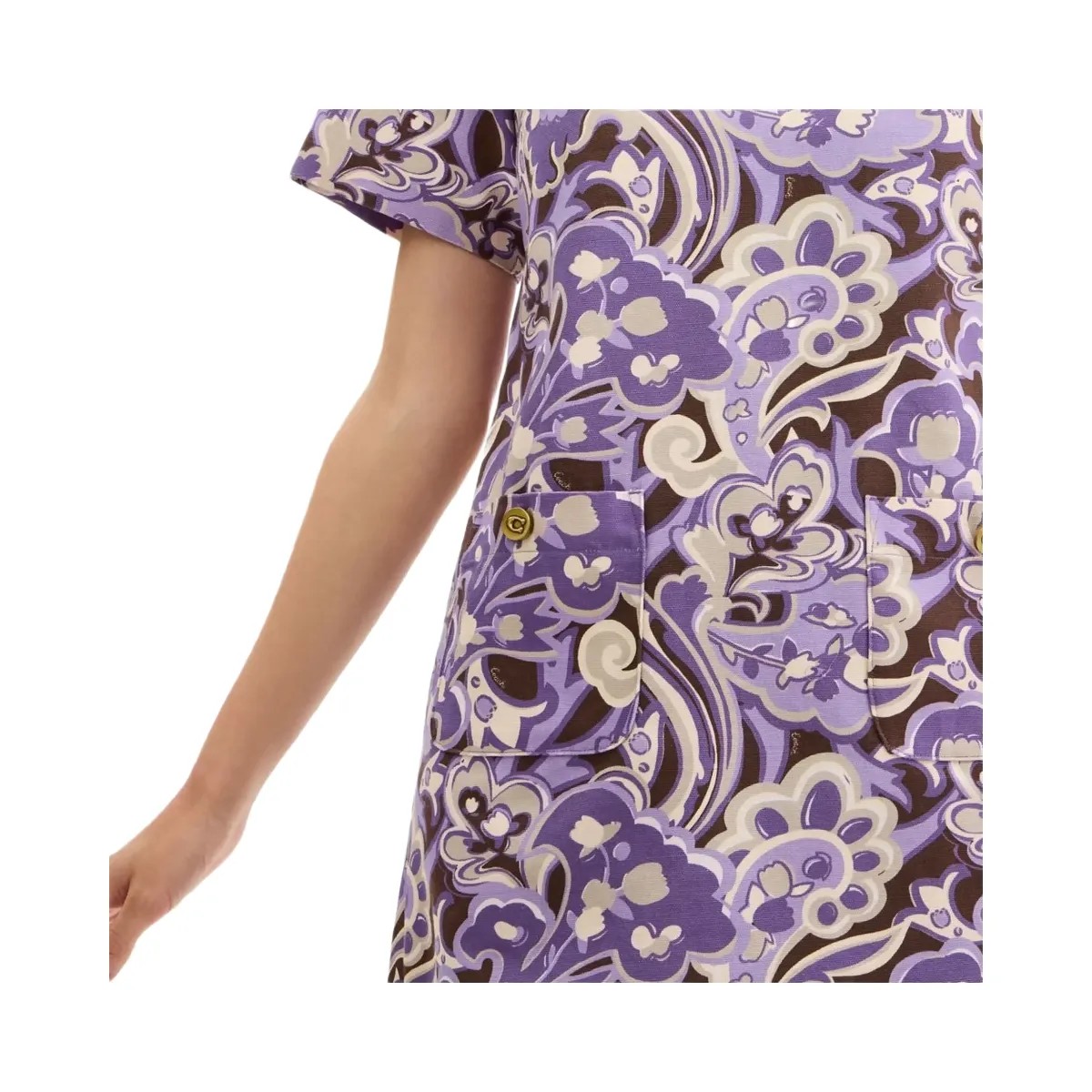 Coach Canvas T Shirt Dress In Regenerative Cotton Purple Paisley - HypeFly India View 4