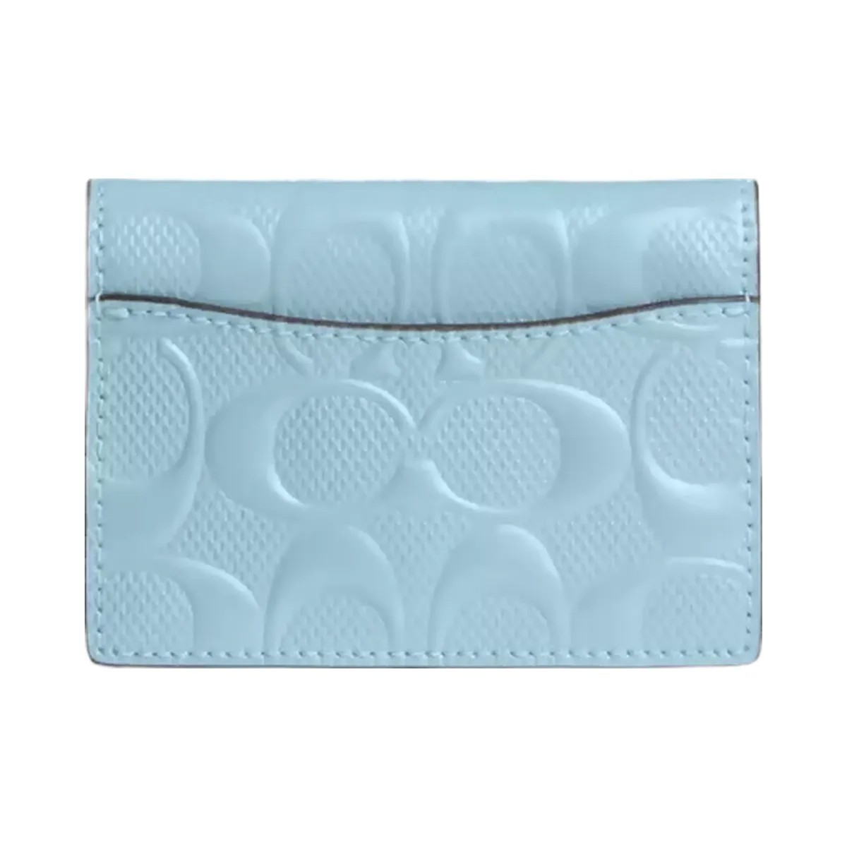 Coach Card Case With Charm In Signature Leather in Gold Light Blue - HypeFly India View 2