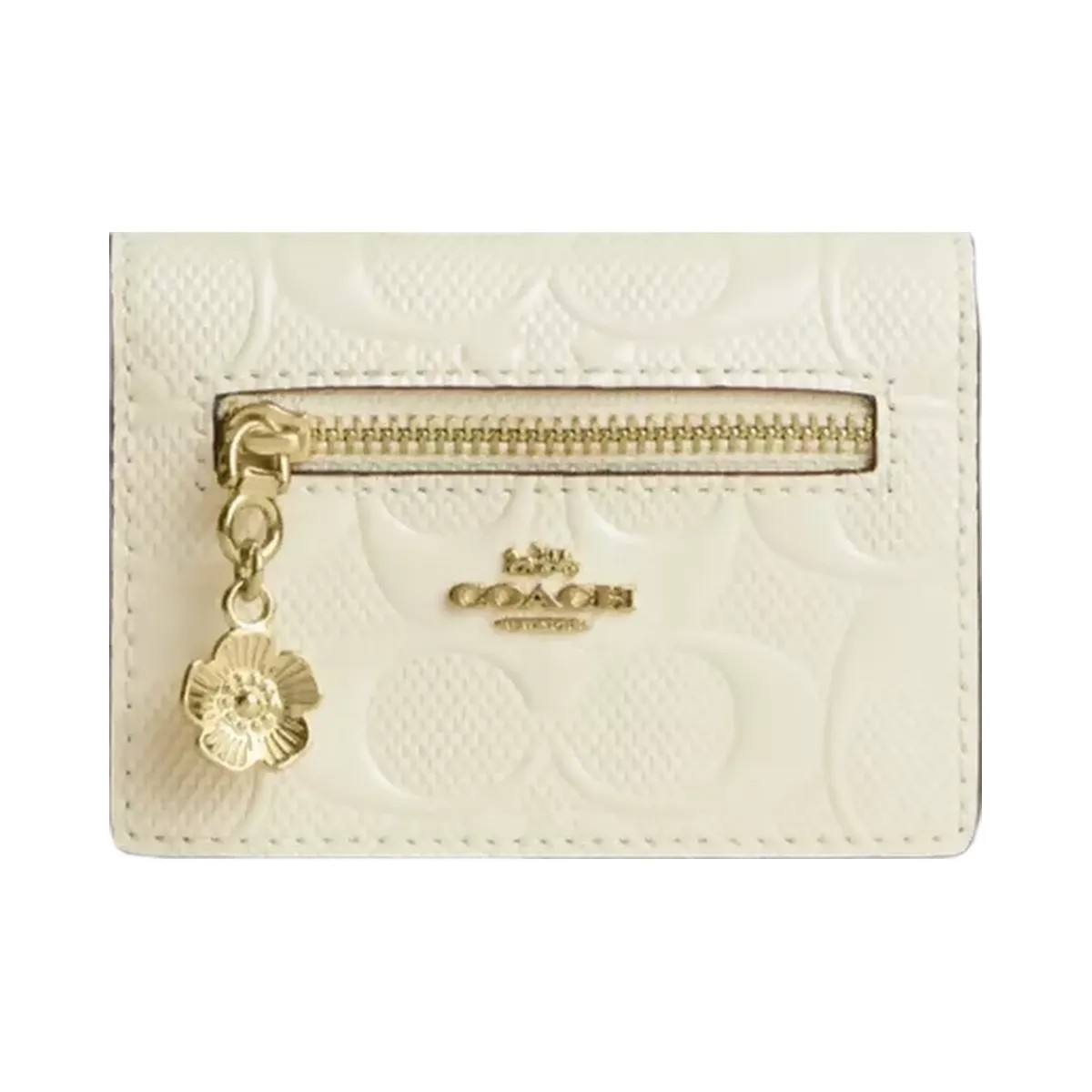 Coach Card Case With Charm In Signature Leather in Gold Light Lemon - HypeFly India View 1