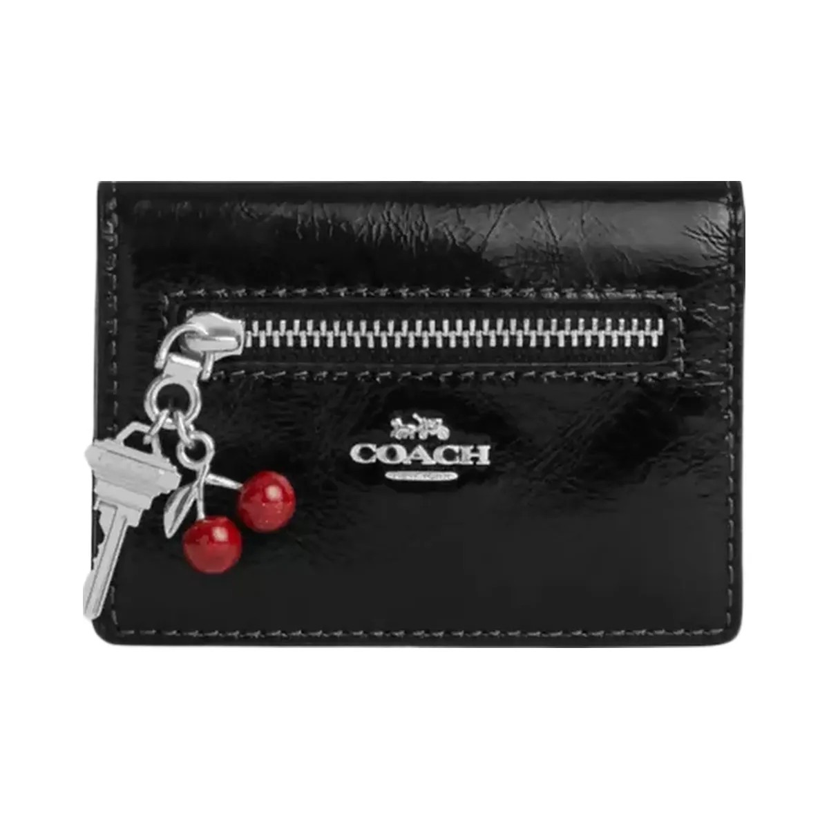 Coach Card Case With Charms in Silver Black - HypeFly India View 1
