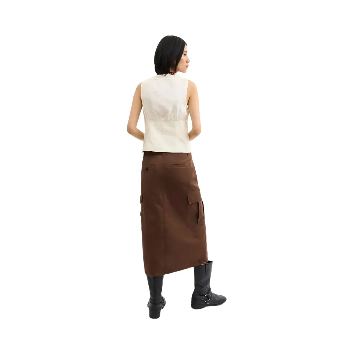 Coach Cargo Maxi Skirt In Organic Cotton Brown - HypeFly India View 3