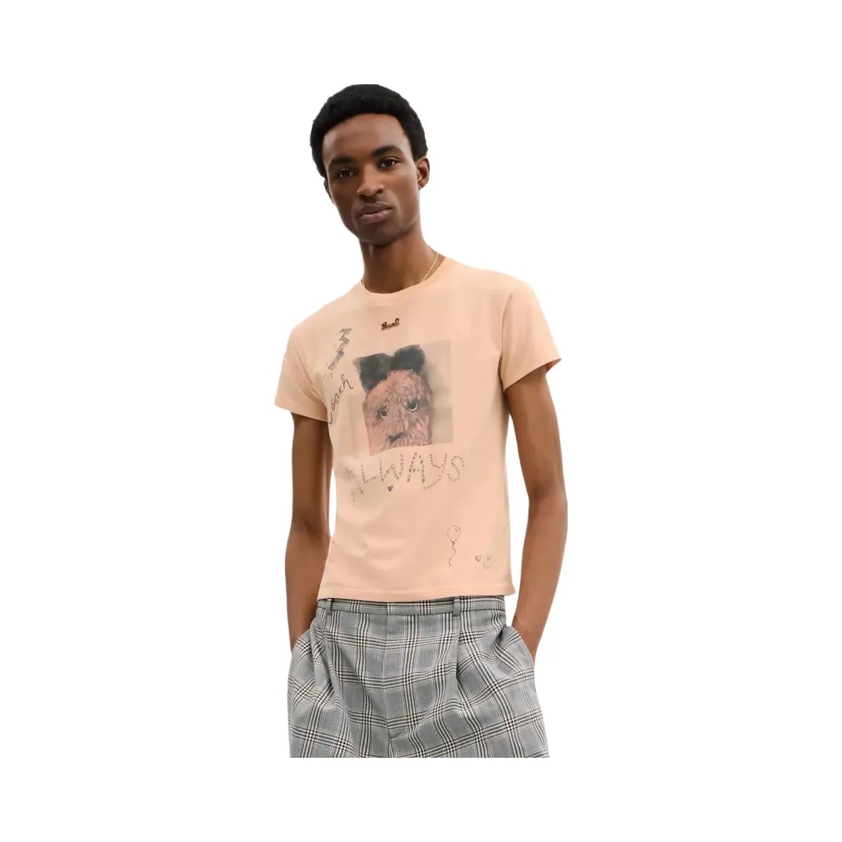Coach Carroty Shrunken T-Shirt In Organic Cotton in Light Orange - HypeFly India View 4