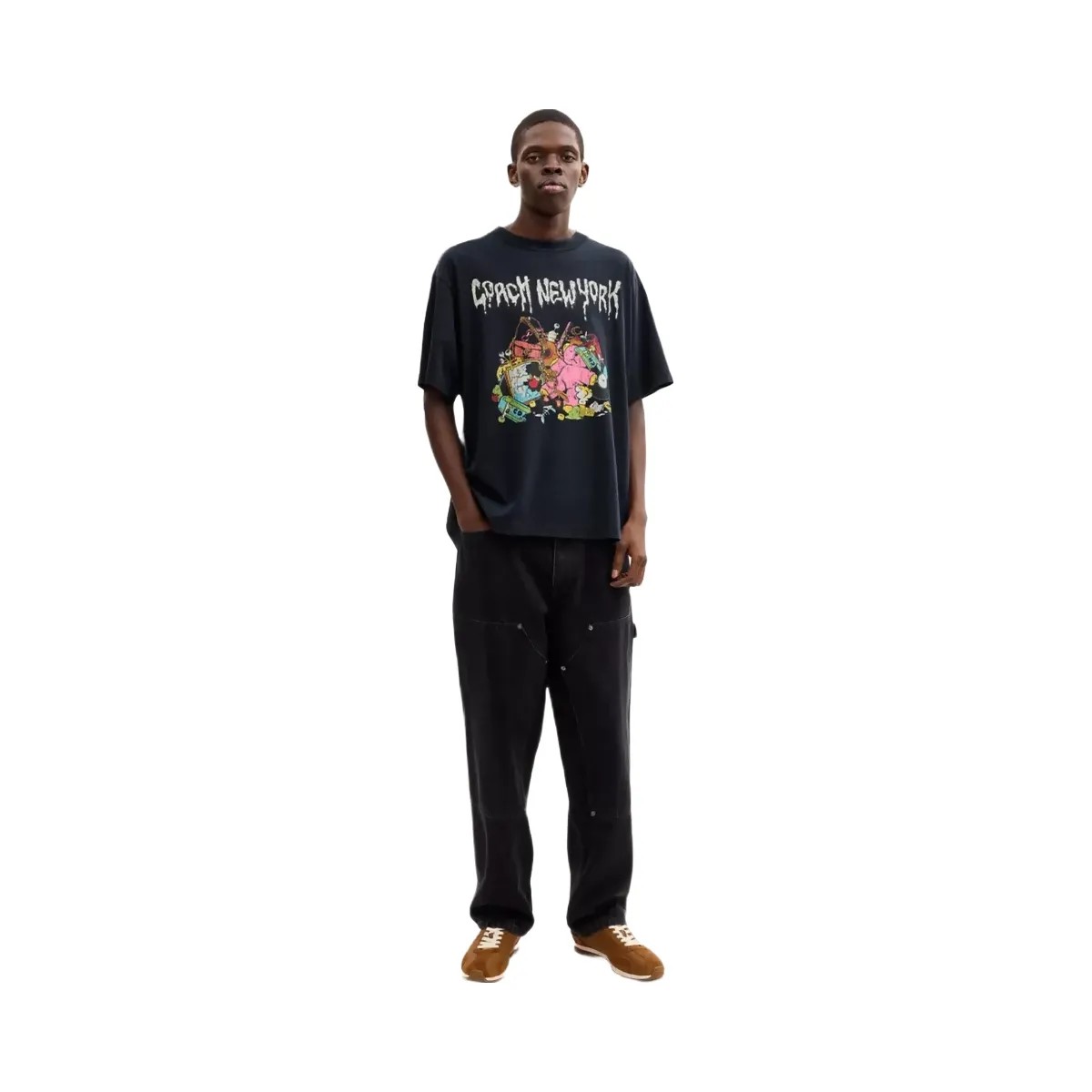 Coach Cartoons Relaxed T-Shirt In Organic Cotton in Navy - HypeFly India View 2