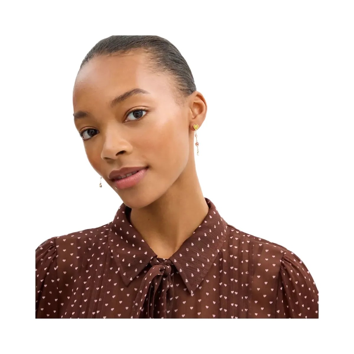 Coach Celestial Stars And Hearts Linear Earrings in Gold Multi - HypeFly India View 3
