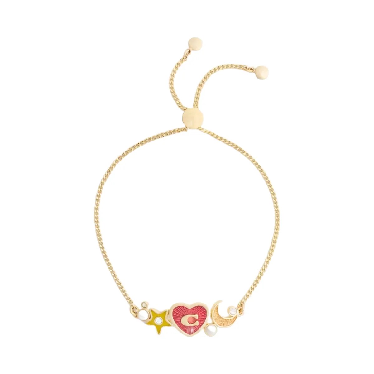 Coach Celestial Stars And Hearts Slider Bracelet in Gold Multi - HypeFly India View 2