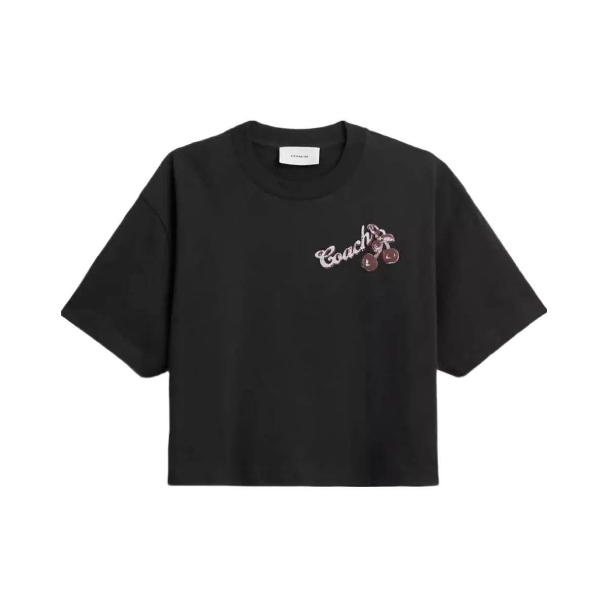 Coach Charms Cropped T-Shirt In Organic Cotton in Washed Black - HypeFly India View 1