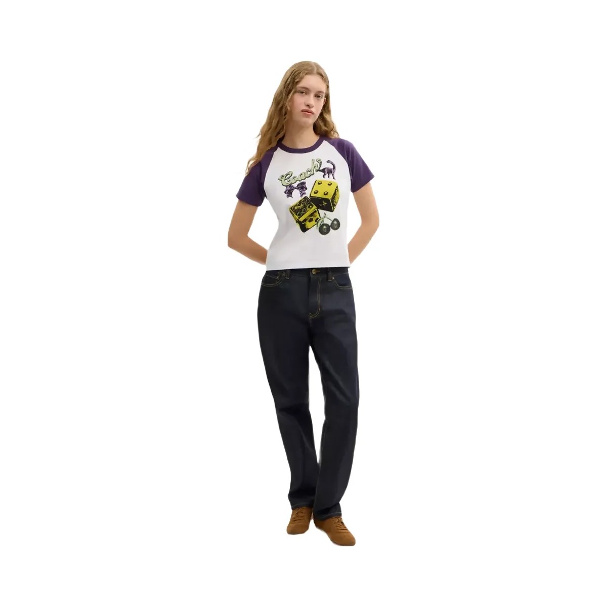 Coach Charms Raglan T-Shirt In Organic Cotton in Vintage Ivory Multi - HypeFly India View 2