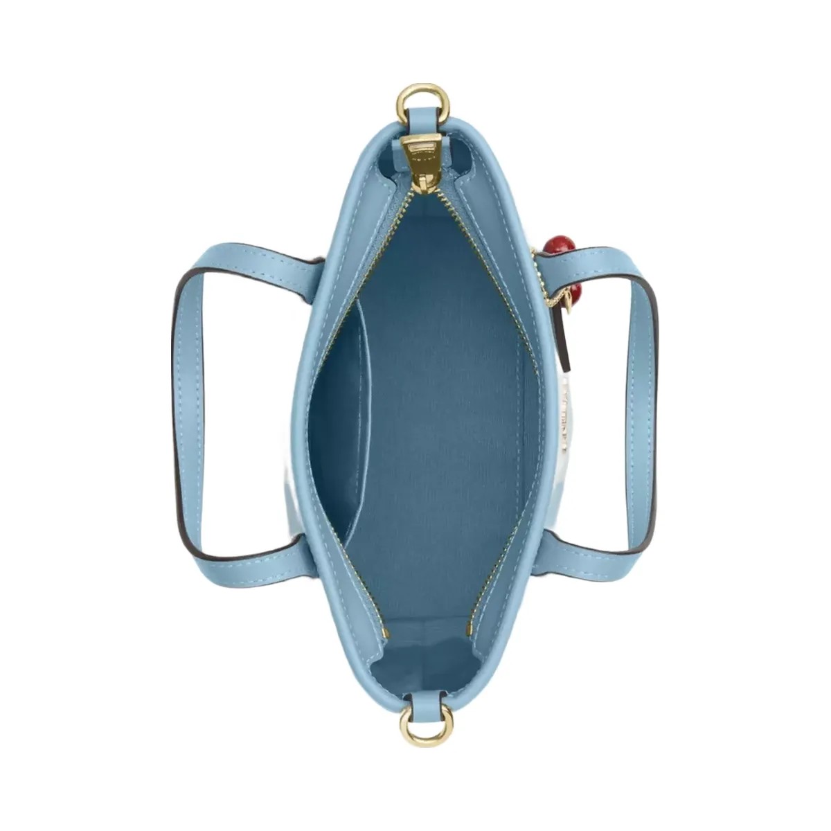 Coach City Mini Tote Bag With Gingham Print And Charm in Gold Blue Multi - HypeFly India View 5